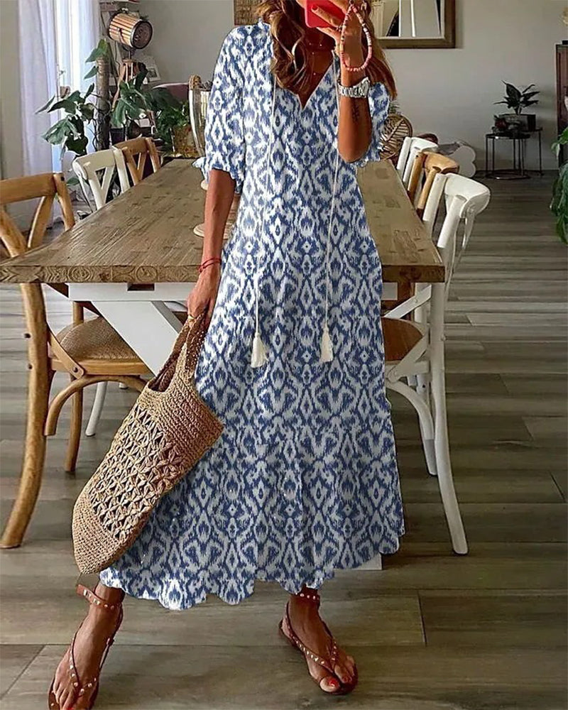 Robe Maxi Bohème Avec Ambiance Ibiza En Coton Léger