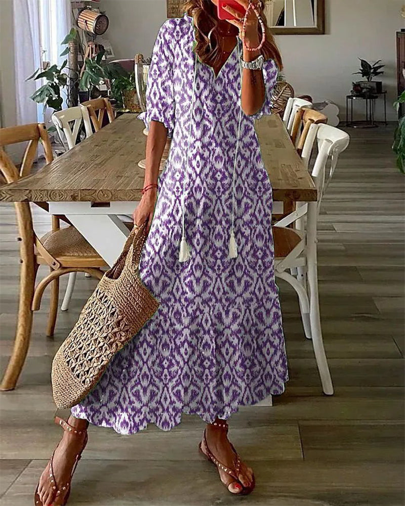 Robe Maxi Bohème Avec Ambiance Ibiza En Coton Léger