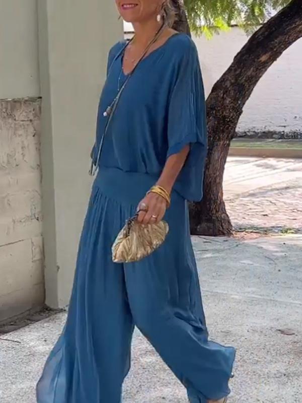 Clara - Ensemble Élégant Avec Pantalon En Chiffon Large