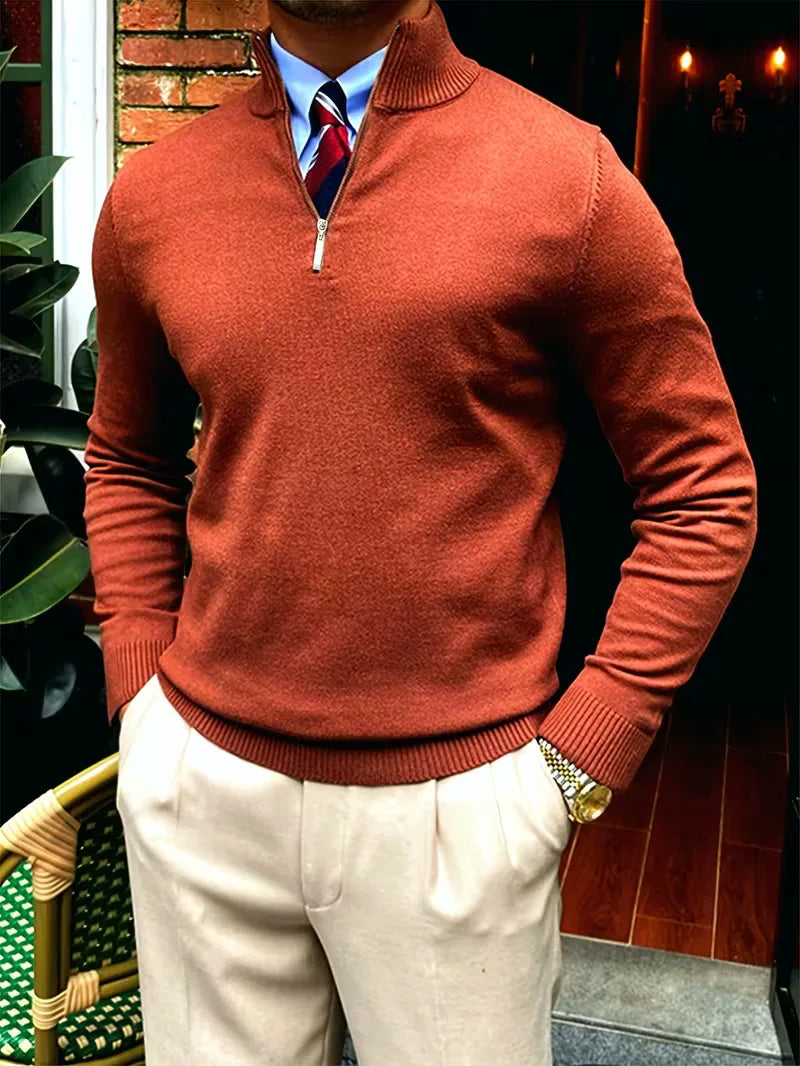 Thomas - Pull Élégant Col Montant Zippé