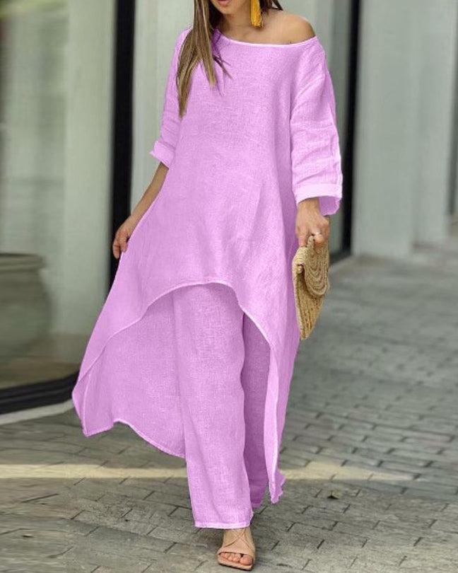 Juliette - Ensemble En Coton Et Lin Pour Automne, Style Décontracté