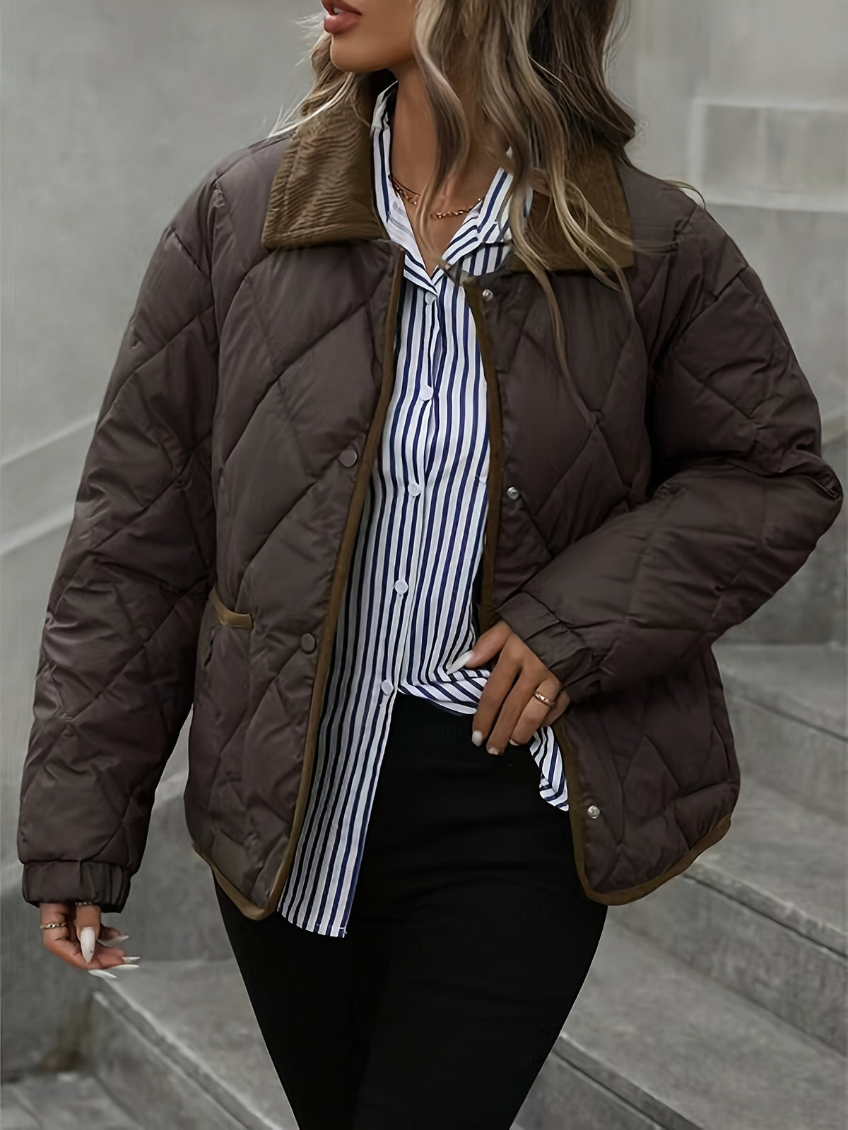 Karine - Doudoune Intemporelle Matelassée Col Contrasté