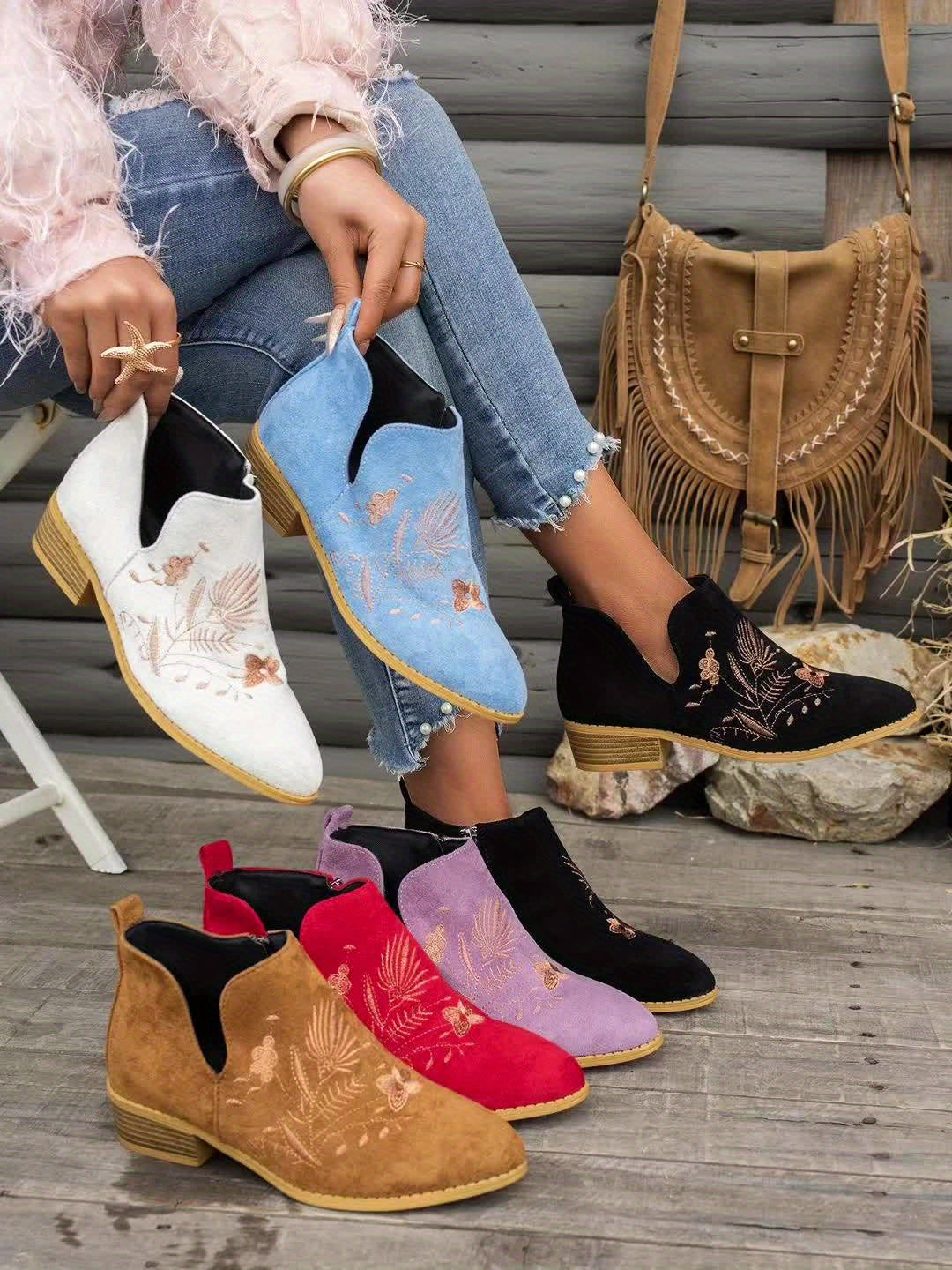 Camille - Bottines Chic Vintage Brodées