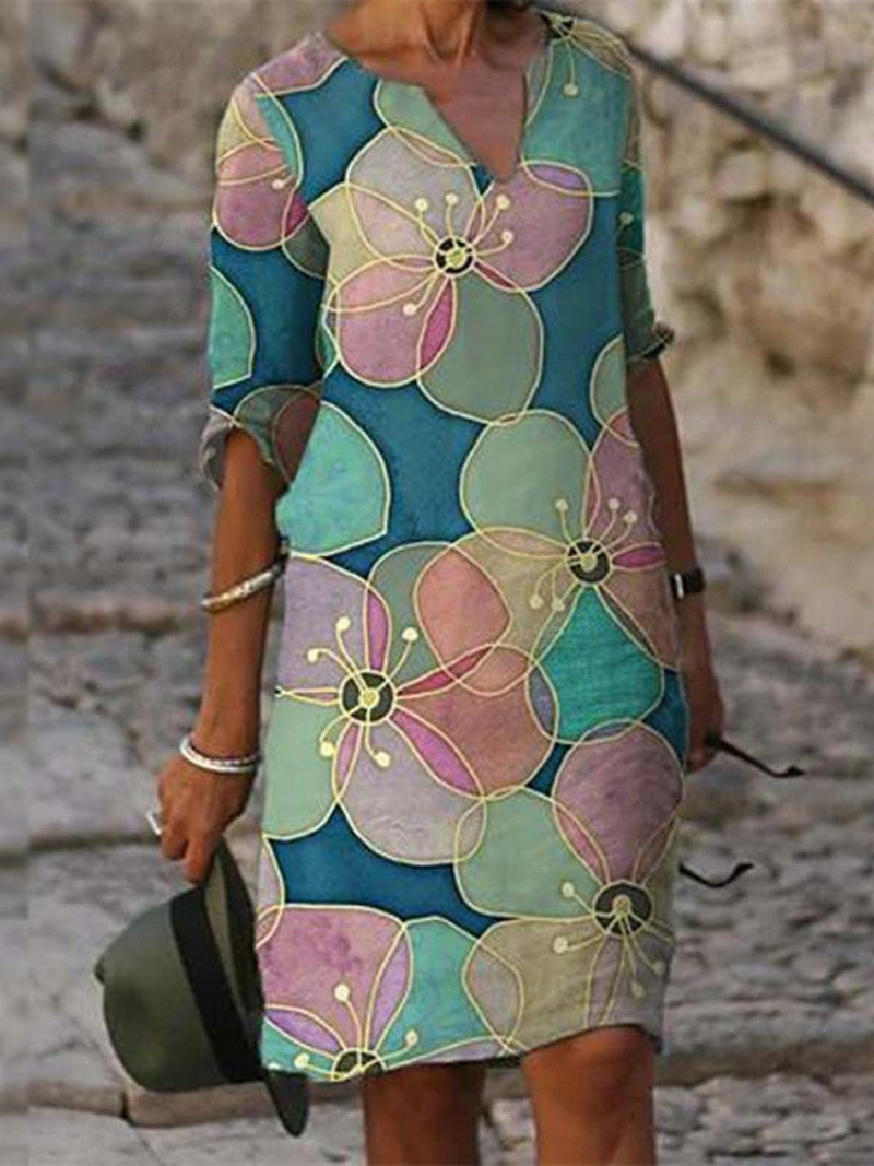 Charlotte - Robe Tunique Lin Fleurie Femme