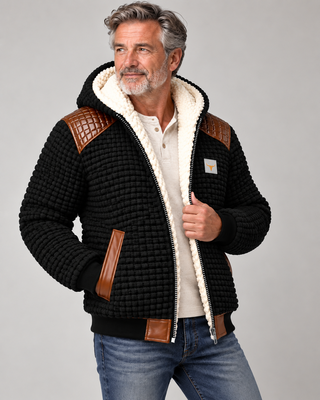 Laurent - Veste Élégante Tricot Teddy à Capuche