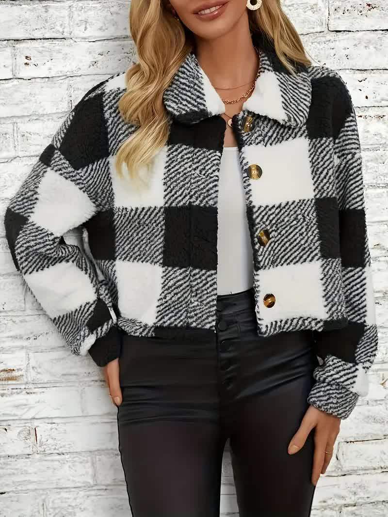 Priya - Manteau Chic Vichy Sherpa