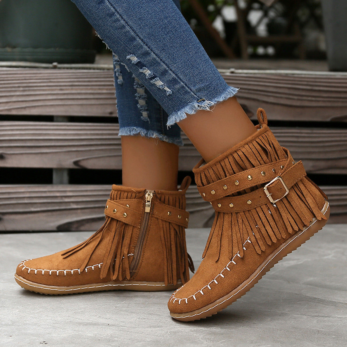 Aurélie - Bottines Chic Franges Boucle