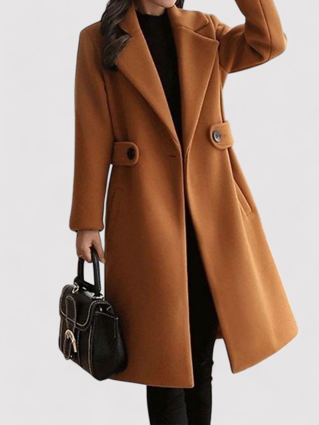 Léa | Manteau Élégant Long Ceinturé