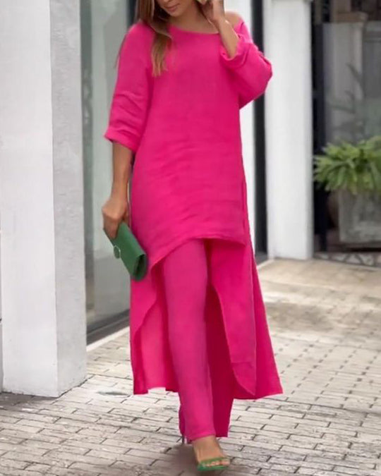 Juliette - Ensemble En Coton Et Lin Pour Automne, Style Décontracté