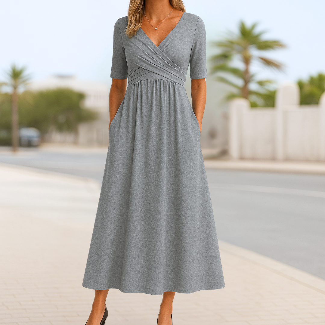 Corinne - Robe Portefeuille Manches Courtes Femme