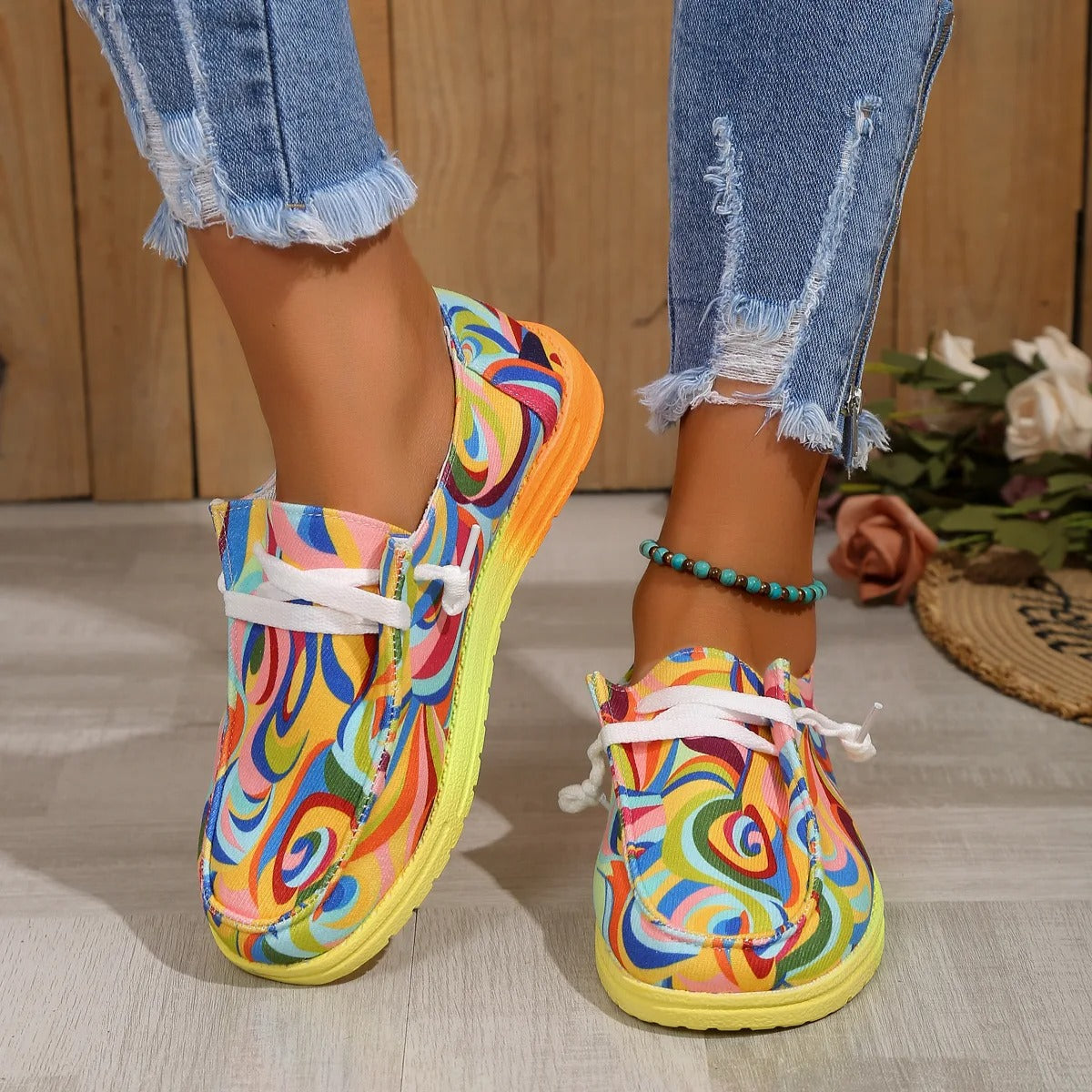 Nadine - Baskets Stylées Imprimé Multicolore