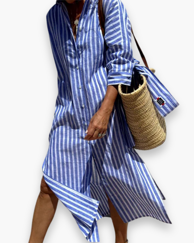 Robe chemise à rayures femme | Maxi élégante 2