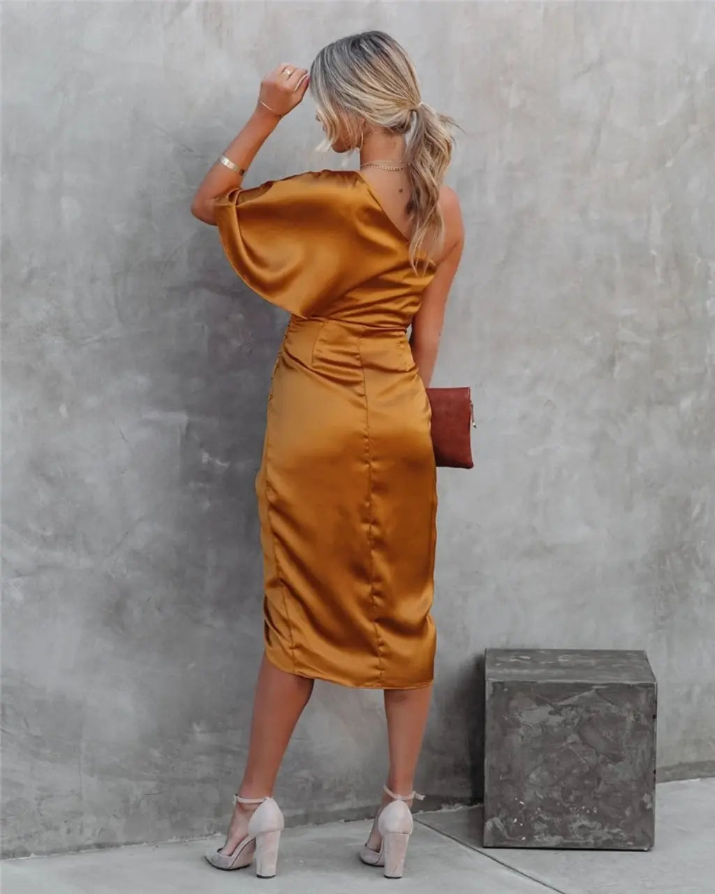 Sandrine - Robe Midi Satin Femme