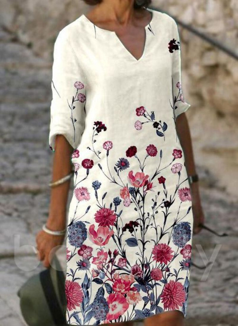 Camille - Robe Lin Fleurie Fluide