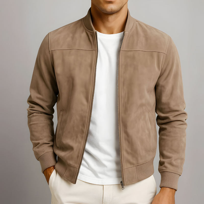 Christophe - Veste Élégante Daim Zippée
