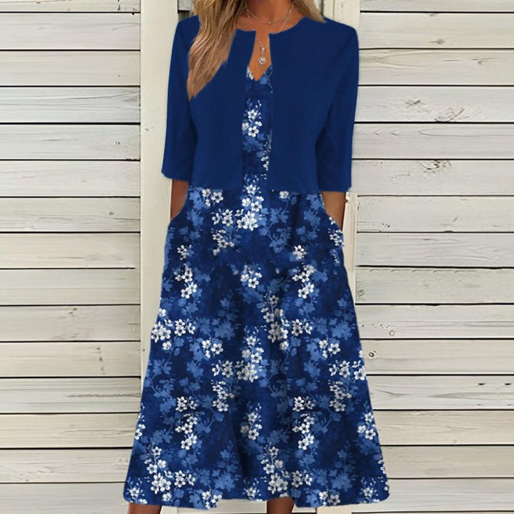 Léa - Robe Fleurie Midi Élégante