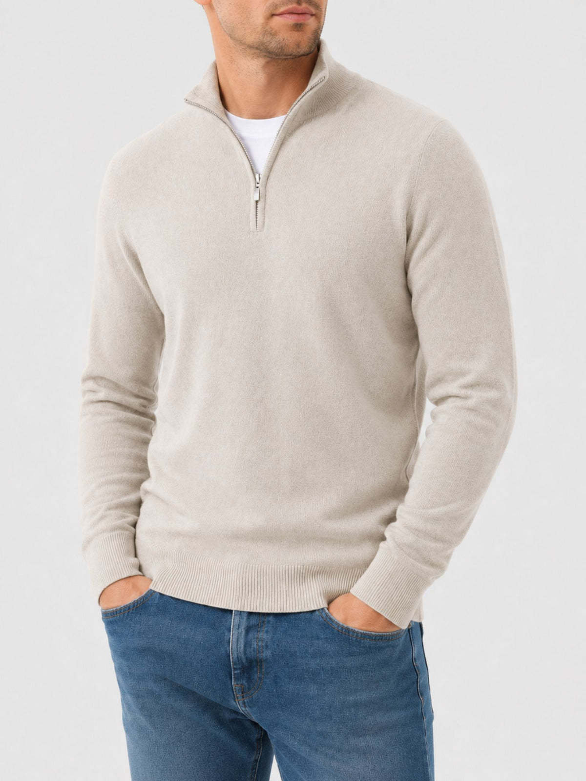 Julien - Pull Élégant Col Zippé Laine