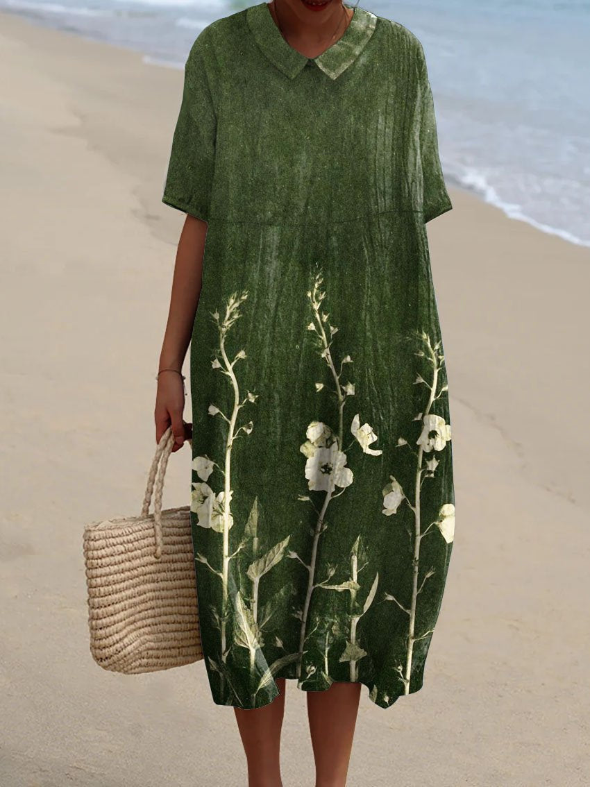 Sophie - Robe en Lin Fleurie Femme
