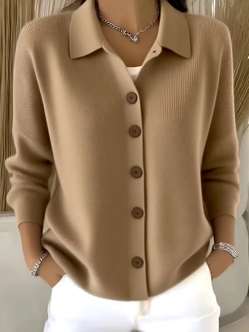 Camille - Gilet Élégant Boutonné Col Chemise