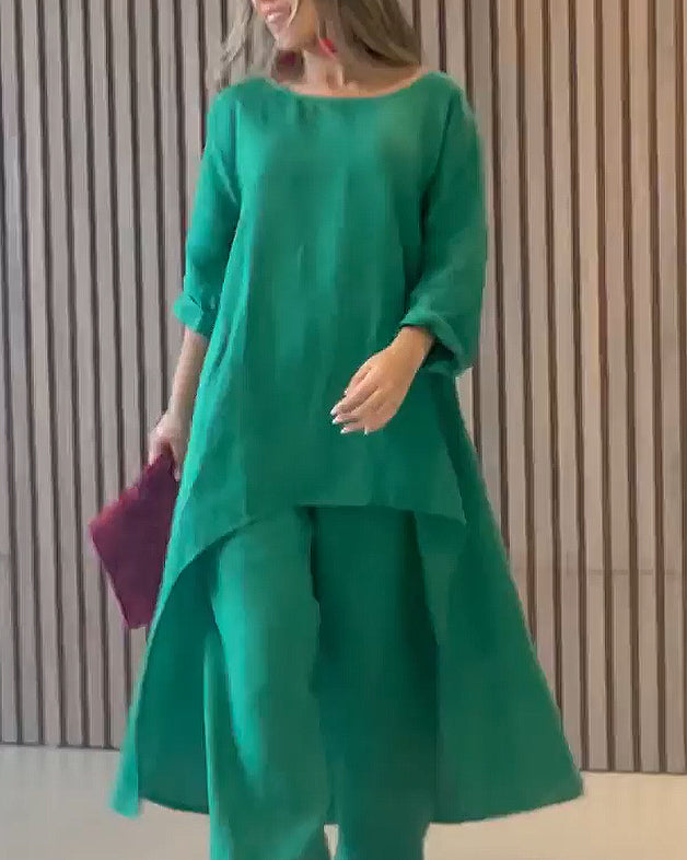 Juliette - Ensemble En Coton Et Lin Pour Automne, Style Décontracté