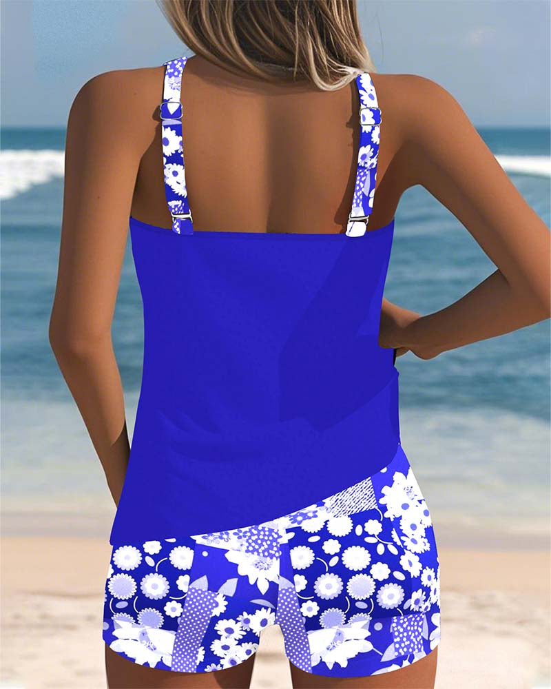 Léa - Tankini Élégant Fleuri Avec Short