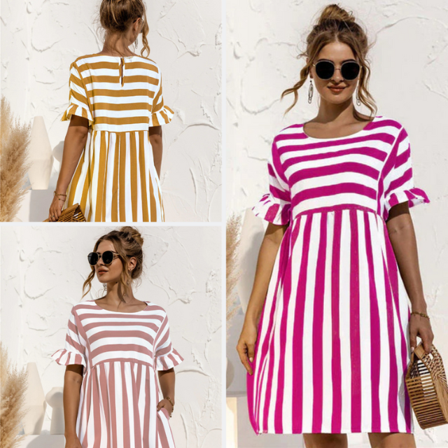 Nathalie - Robe Rayée d'Été Chic