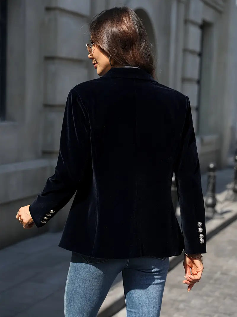 Sandrine - Blazer Élégant Velours Boutons