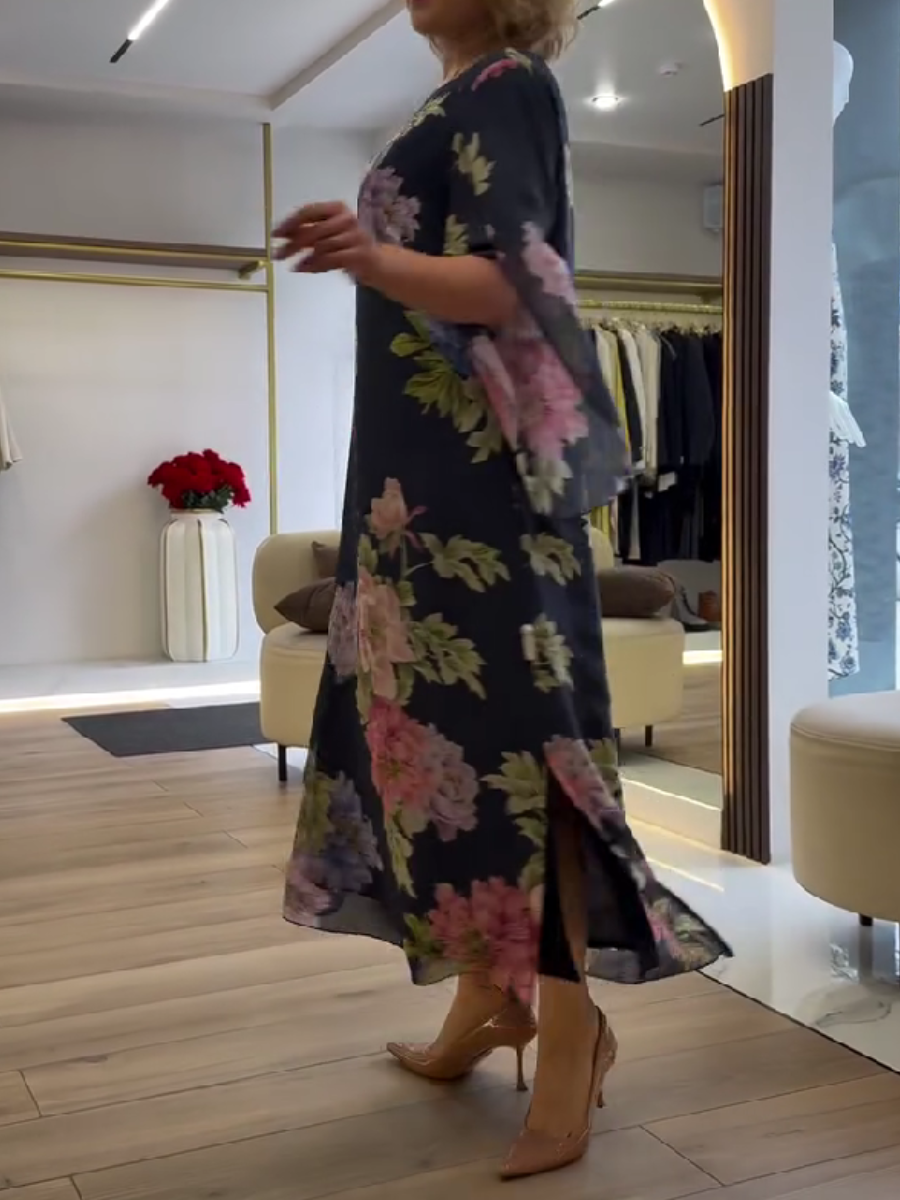Fabienne - Robe Longue Mousseline Fleurie Femme