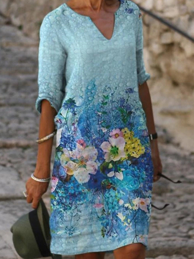 Charlotte - Robe Tunique Lin Fleurie Femme