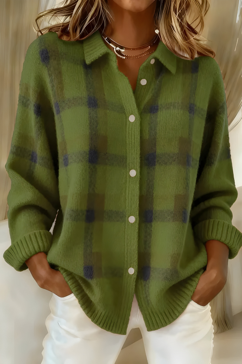 Valérie - Cardigan Élégant Carreaux Vintage