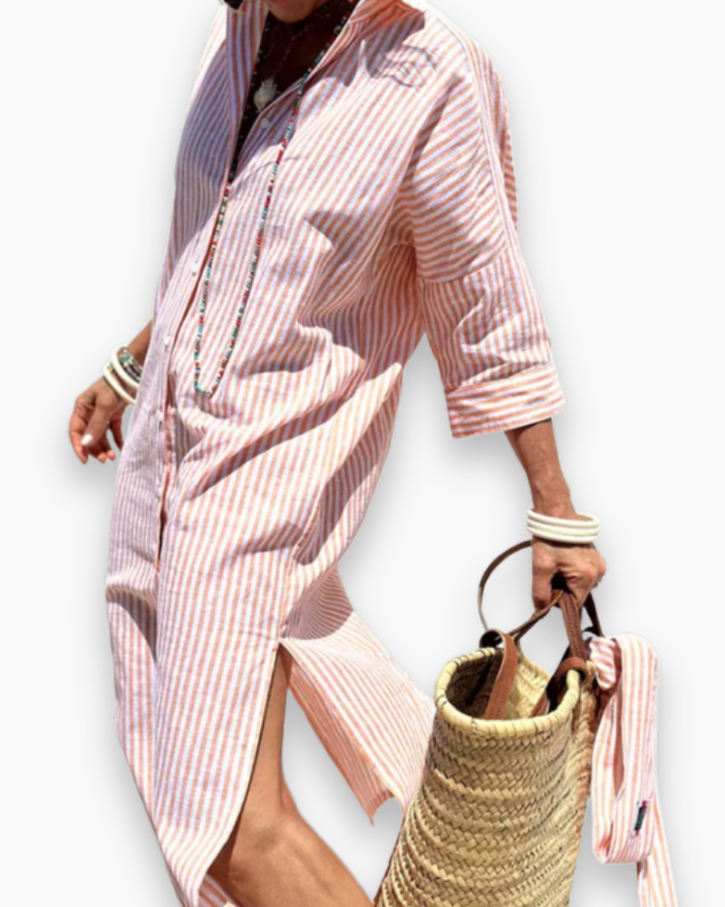 Robe chemise à rayures femme | Maxi élégante 4