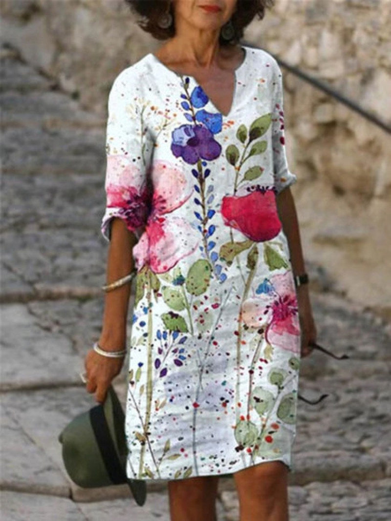Charlotte - Robe Tunique Lin Fleurie Femme