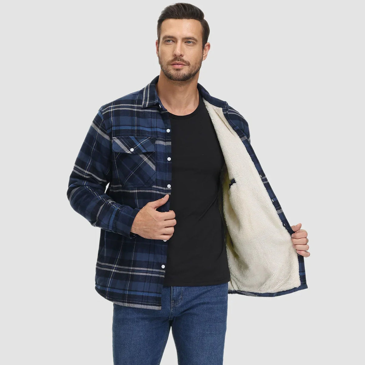 Thierry - Surchemise Chic Carreaux Doublée Sherpa