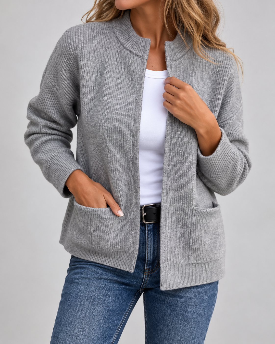 Charlotte - Cardigan Élégant Zippé Fine Maille