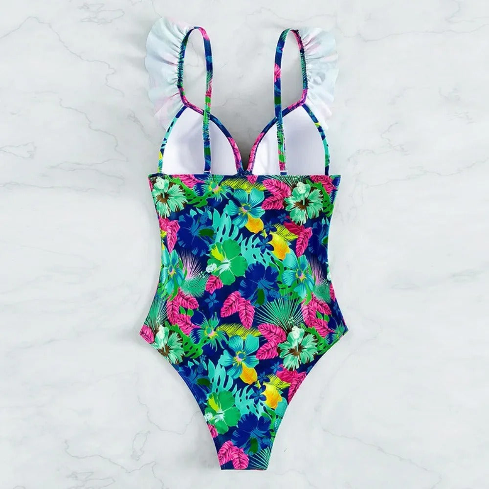Camille - Maillot De Bain À Volants Avec Imprimé Floral Élégant