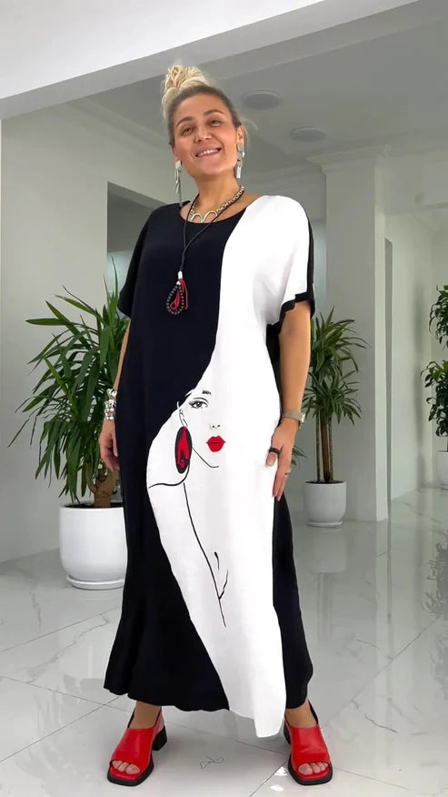 Sabine - Robe Longue Femme Ample Imprimée