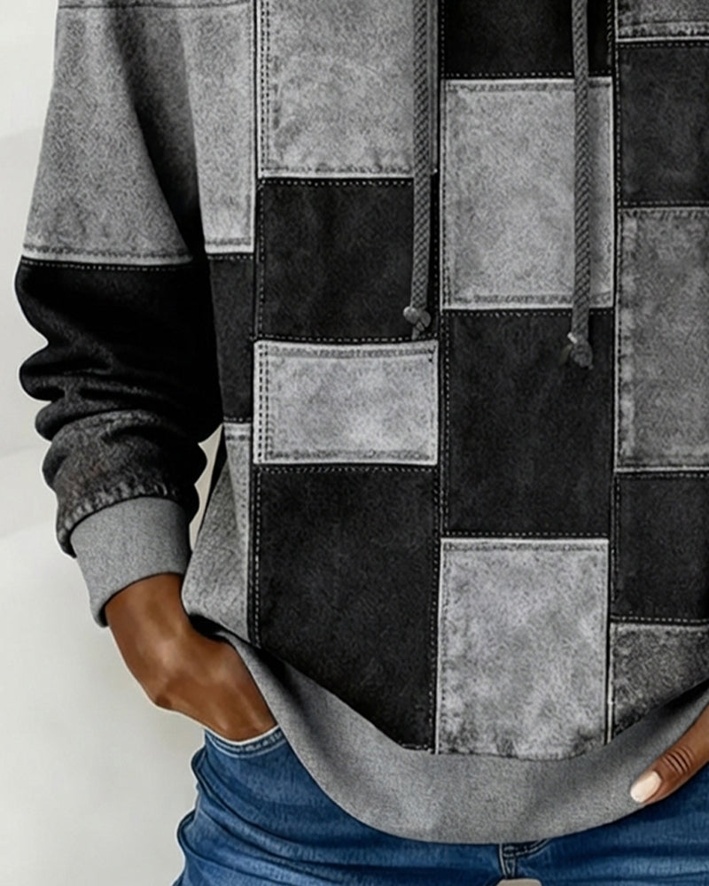 Manon - Hoodie Chic Imprimé Patchwork