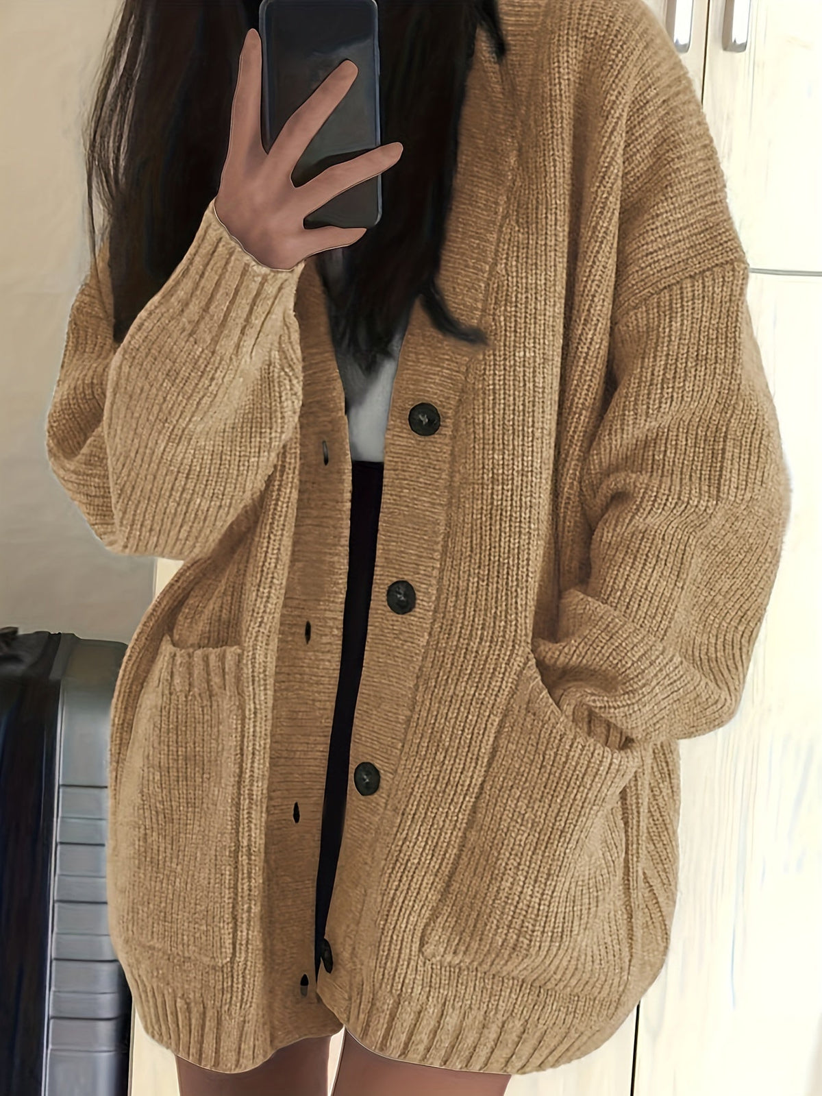 Karine - Cardigan Élégant Oversize Grosse Maille