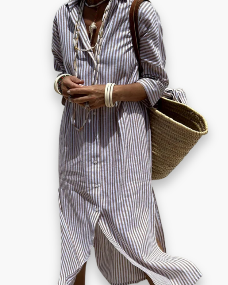 Robe chemise à rayures femme | Maxi élégante 5