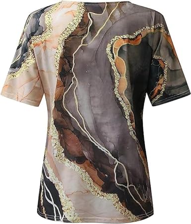 T-Shirt Femme Imprimé Col V Manches Courtes - Sidonie
