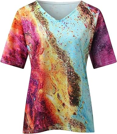 T-Shirt Femme Imprimé Col V Manches Courtes - Sidonie
