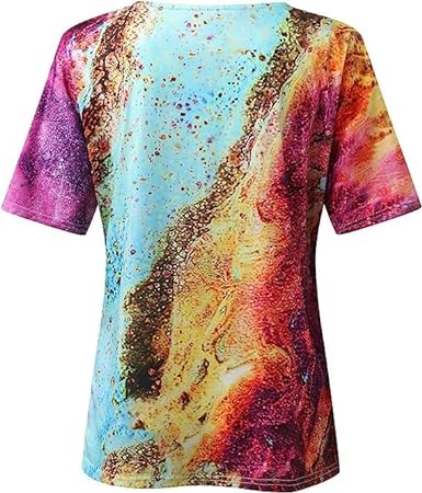T-Shirt Femme Imprimé Col V Manches Courtes - Sidonie