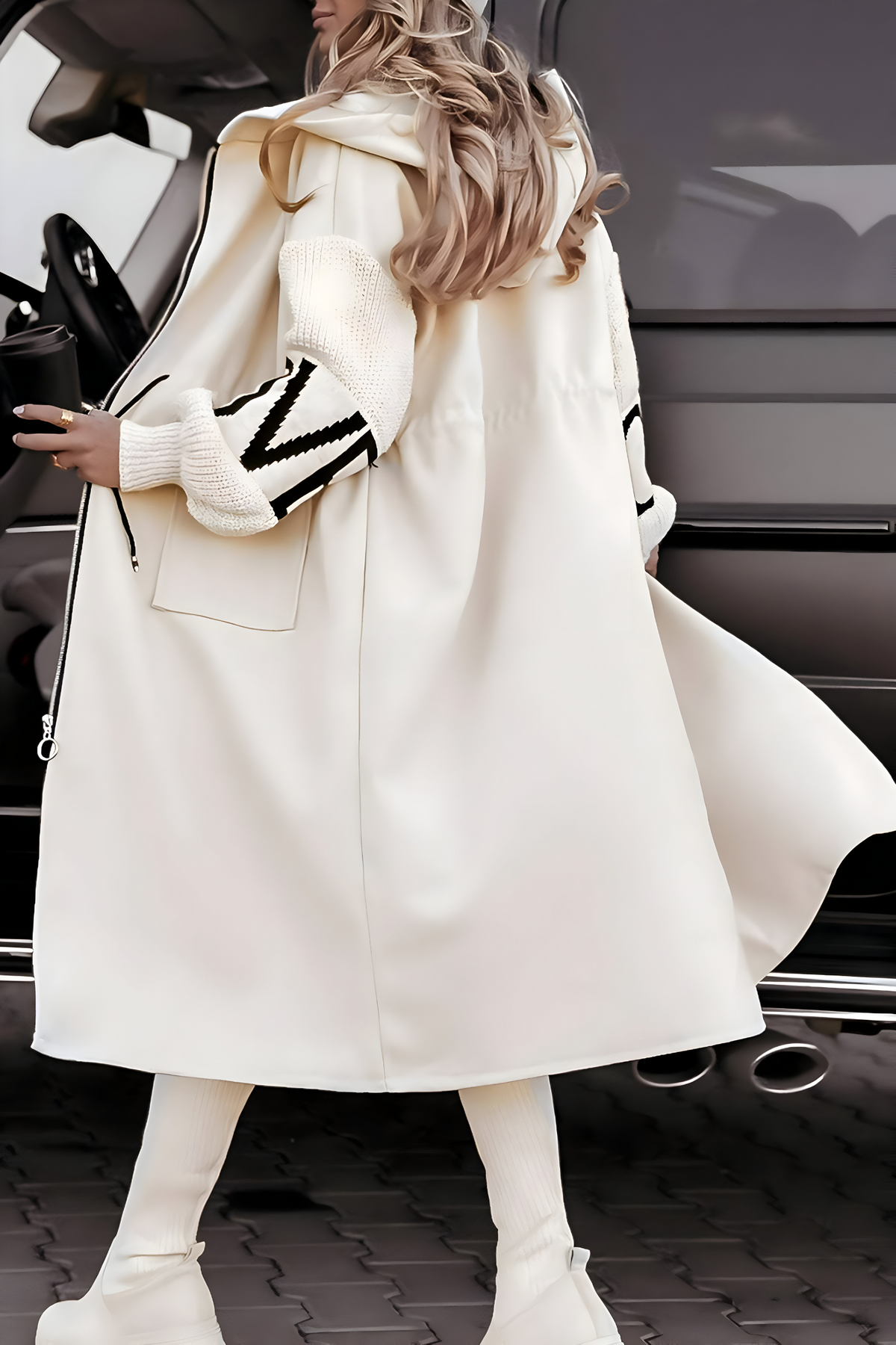 Sandrine | Manteau Chic Long à Capuche