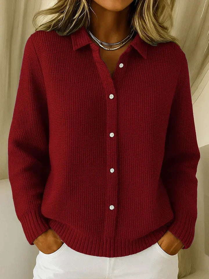 Caroline - Gilet Élégant Maille Gaufrée