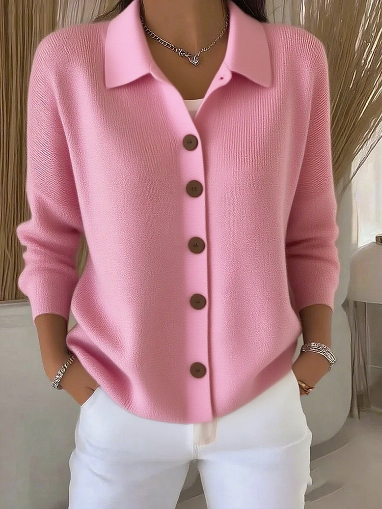 Céline | Cardigan Élégant Col Polo Boutonné