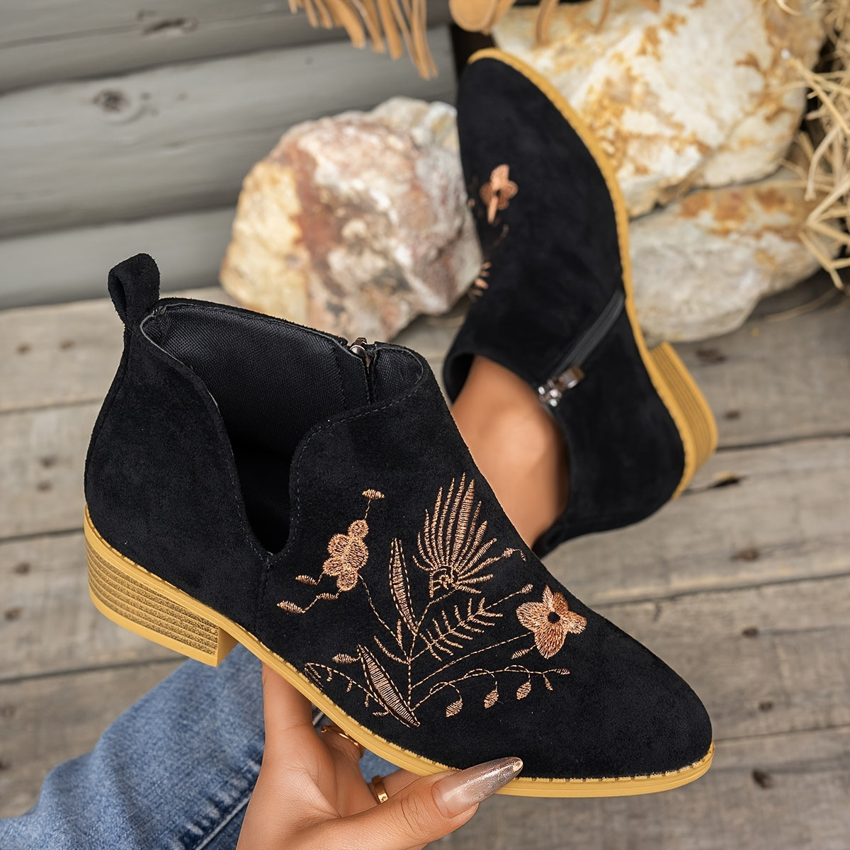 Camille - Bottines Chic Vintage Brodées