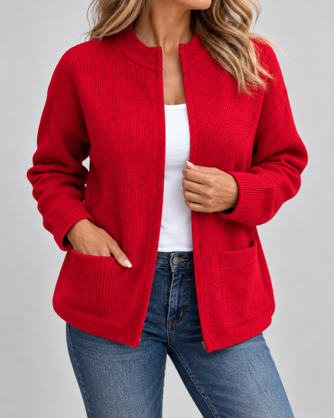 Charlotte - Cardigan Élégant Zippé Fine Maille
