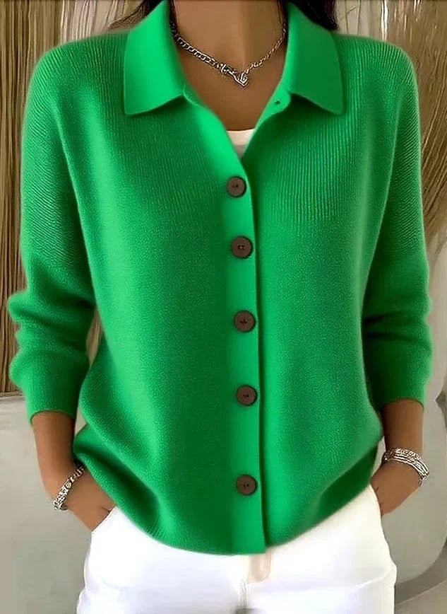 Céline | Cardigan Élégant Col Polo Boutonné