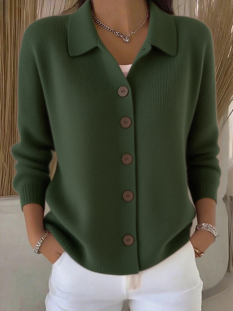 Céline | Cardigan Élégant Col Polo Boutonné