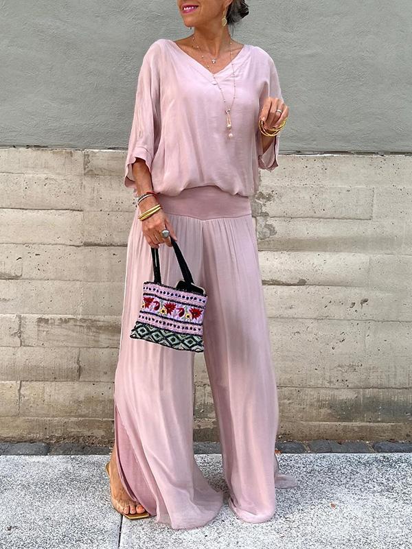 Clara - Ensemble Élégant Avec Pantalon En Chiffon Large